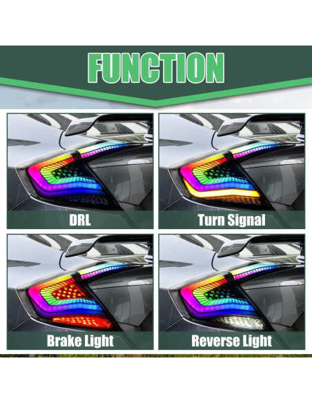Luces Traseras LED RGB Letsdate para Honda Civic Sedan 2016-2021