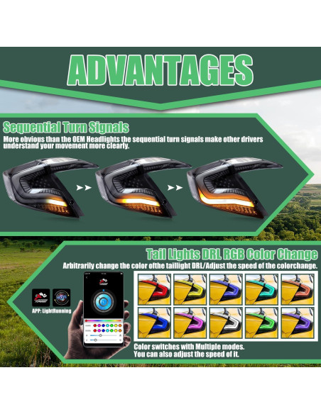 Luces Traseras LED RGB Letsdate para Honda Civic Sedan 2016-2021