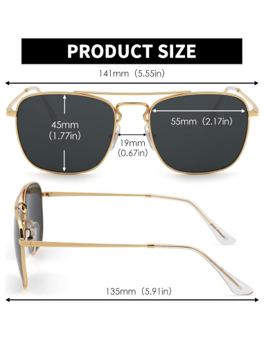 Gafas de Sol Cuadradas JIM HALO Lentes de Vidrio UV400
