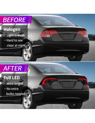 Luces Traseras Ahumadas Tluuze para Honda Civic 2006-2011