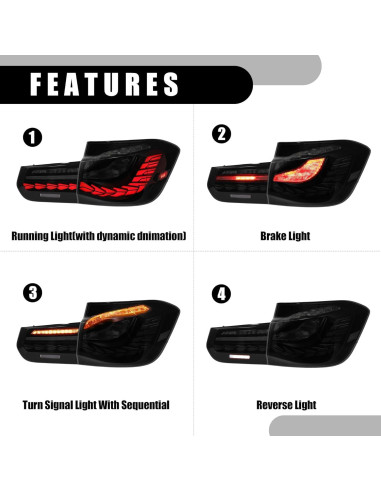 Luces Traseras OLED Partuto para BMW Serie 3 M3 F30 F35 F80 2013-2018