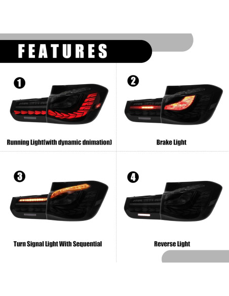 Luces Traseras OLED Partuto para BMW Serie 3 M3 F30 F35 F80 2013-2018
