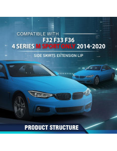 Panel de Extensión de Faldones Laterales PIT66 para BMW F32 F33 F36 2014-2020 Negro 2