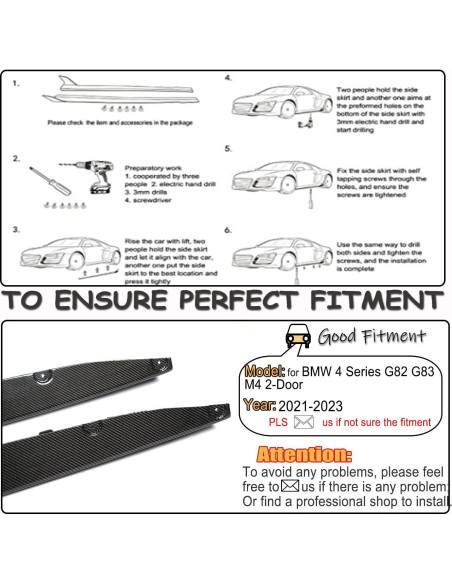 Faldones Laterales de Fibra de Carbono KIT MCARCAR para BMW M4 2021-2025