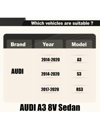 Ala Trasera STSEV01 para Audi A3 S3 RS3 2014-2020 Negro Brillante