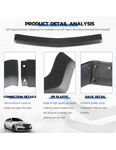 Juego de 3 Spoilers Labio Frontal KEEPDSGN para Ford Mustang 2018-2022