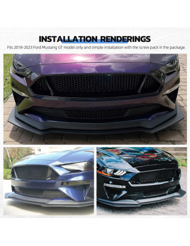 Juego de 3 Spoilers Labio Frontal KEEPDSGN para Ford Mustang 2018-2022