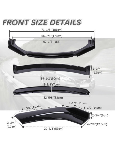 Labio de Parachoques Delantero Universal DREAMOTOR 4 Piezas