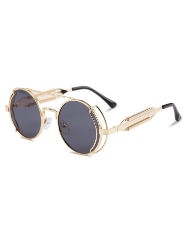 Gafas de sol Steampunk Karsaer Retro Redondas Metal Oro