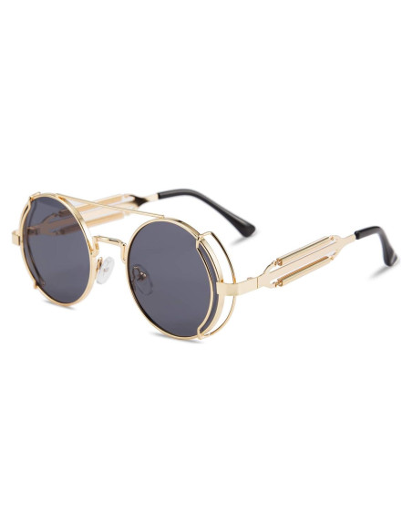 Gafas de sol Steampunk Karsaer Retro Redondas Metal Oro
