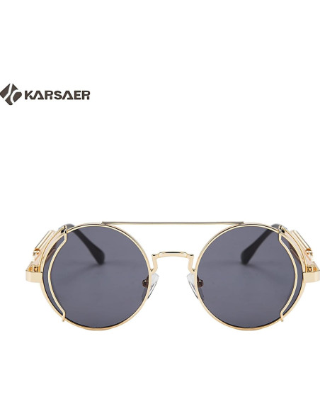 Gafas de sol Steampunk Karsaer Retro Redondas Metal Oro