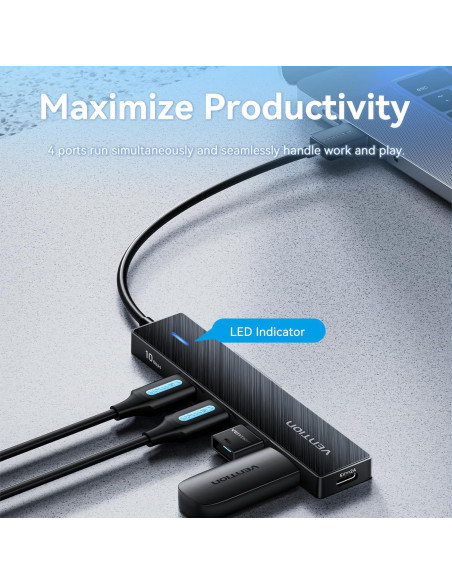 Hub USB 3.2 VENTION 4 Puertos 10Gbps Compacto