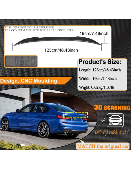 Alerón de Maletero de Fibra de Carbono MCARCAR para BMW G20 G80 M3 2019-2025