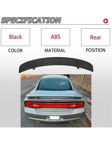 Alerón Trasero HECASA para Dodge Charger 2011-2023 Negro Mate