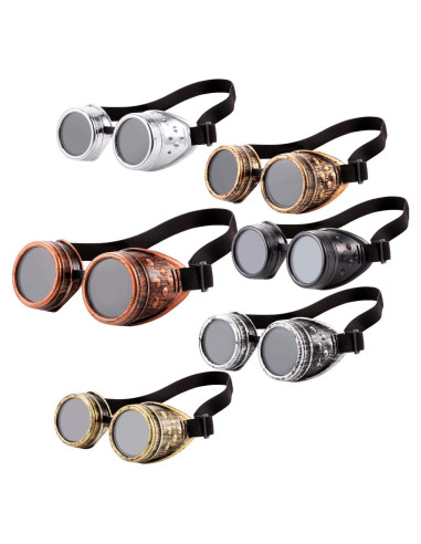Gafas Steampunk Vintage 6 Pcs para Mujeres Góticas