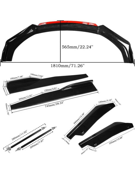 Spoiler Labio Frontal Universal Evargc + Extensión 2M + Difusor 48CM