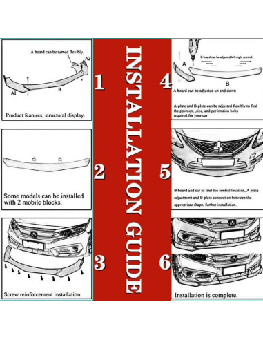 Spoiler Labio Frontal Universal Evargc + Extensión 2M + Difusor 48CM