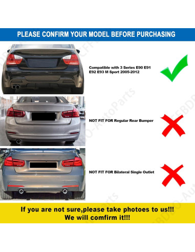 Difusor Trasero BMW M-Sport E90 E91 E92 E93 2005-2012 Doble Salida