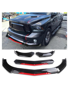 Labio de Parachoques Delantero Universal DREAMOTOR 4PCS Negro Rojo