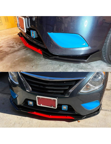 Labio de Parachoques Delantero Universal DREAMOTOR 4PCS Negro Rojo