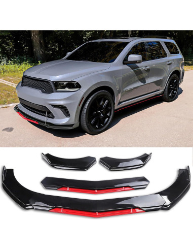 Labio de Parachoques Delantero Universal DREAMOTOR 4PCS Negro Rojo