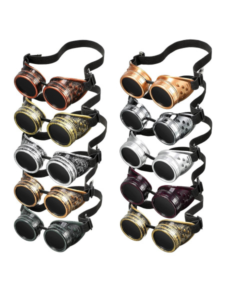 Yunsailing 10 Pares Gafas Steampunk Vintage para Disfraz