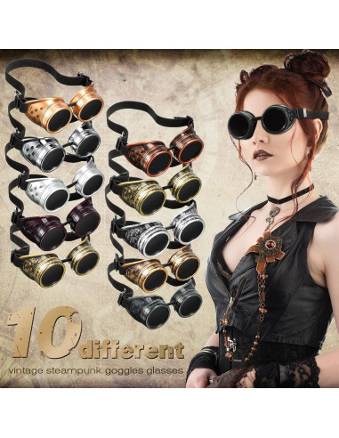 Yunsailing 10 Pares Gafas Steampunk Vintage para Disfraz