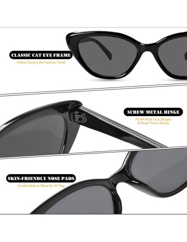 Gafas de sol Cat Eye OPTOFENDY negras para mujer