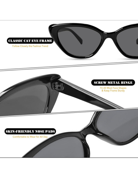 Gafas de sol Cat Eye OPTOFENDY negras para mujer