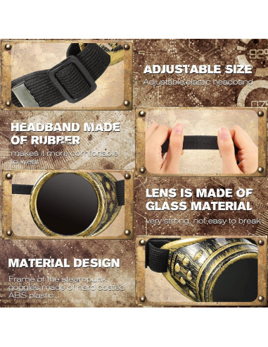 Yunsailing 10 Pares Gafas Steampunk Vintage para Disfraz