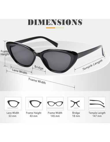 Gafas de sol Cat Eye OPTOFENDY negras para mujer