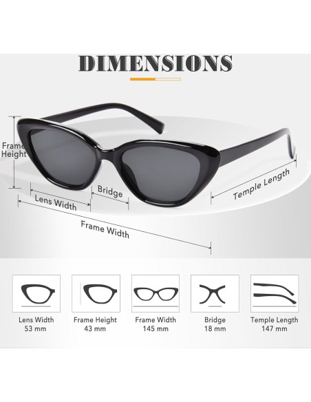 Gafas de sol Cat Eye OPTOFENDY negras para mujer