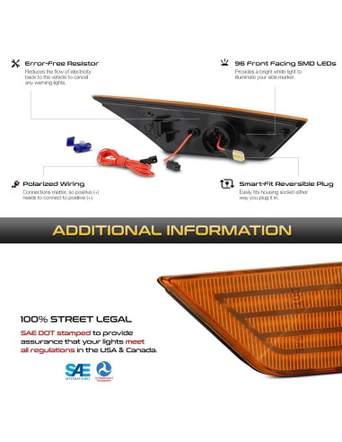 Luz de Marcador Lateral LED Ámbar VIPMOTOZ para Honda Civic 2016-2021