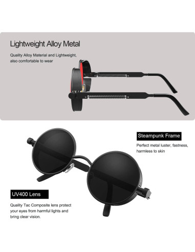 Gafas de sol steampunk redondas ProudDemon UV400