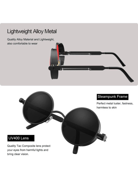 Gafas de sol steampunk redondas ProudDemon UV400 Gafas de sol steampunk redondas ProudDemon UV400