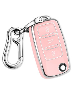 Cubierta de Llave VW QBUC Rosa TPU Suave Compatible Jetta Golf