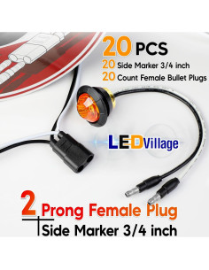 20 Luces Marcadoras LED Ámbar 3/4" con Conector DC y Arneses 2