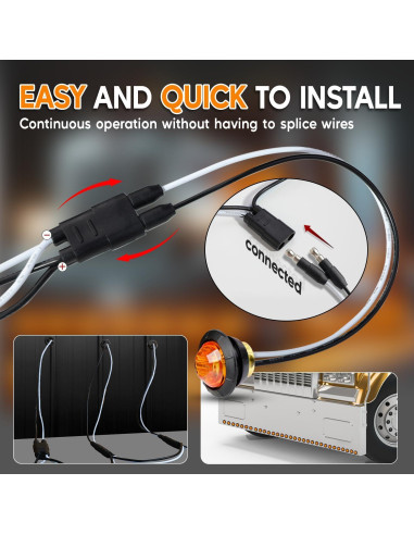 20 Luces Marcadoras LED Ámbar 3/4" con Conector DC y Arneses