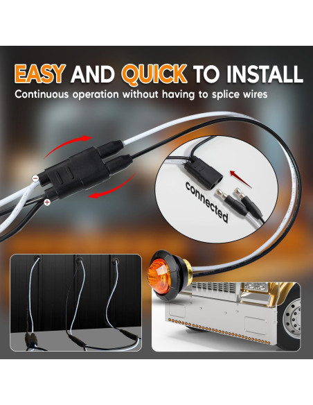 20 Luces Marcadoras LED Ámbar 3/4" con Conector DC y Arneses