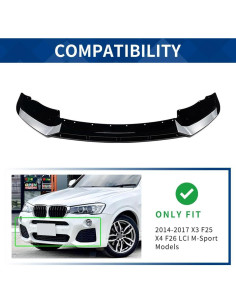 Labio Frontal BMW M-Sport F25 F26 LCI ABS Negro Brillante 2