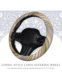 Funda de Volante Boho NYTKL, Antideslizante Lino 38 cm 2