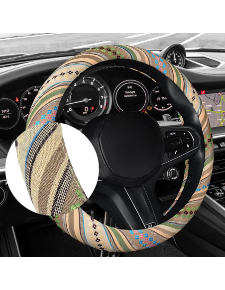 Funda de Volante Boho NYTKL, Antideslizante Lino 38 cm