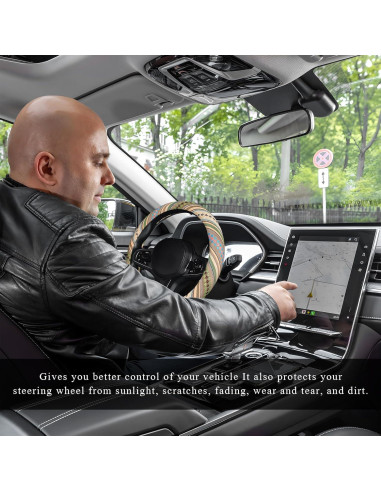 Funda de Volante Boho NYTKL, Antideslizante Lino 38 cm