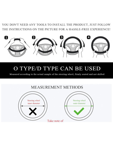 Funda de Volante Boho NYTKL, Antideslizante Lino 38 cm