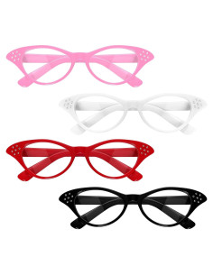 Gafas de Ojo de Gato Fumwase 4 Piezas Vintage Colores