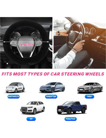 Funda de Volante Kewucn Fuzzy 15'' Piel Suave Antideslizante