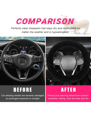 Funda de Volante Kewucn Fuzzy 15'' Piel Suave Antideslizante