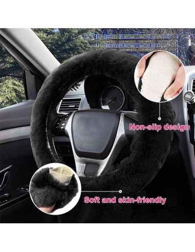Funda de Volante Kewucn Fuzzy 15'' Piel Suave Antideslizante