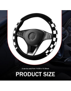 Funda de Volante Diamall Estilo Cuadros Universal Negro 2