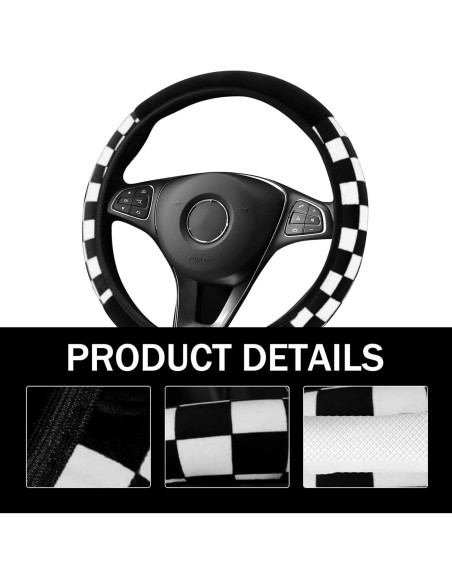 Funda de Volante Diamall Estilo Cuadros Universal Negro